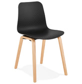 Scandinavische stoel 'PACIFIK' zwart met naturel houten poten